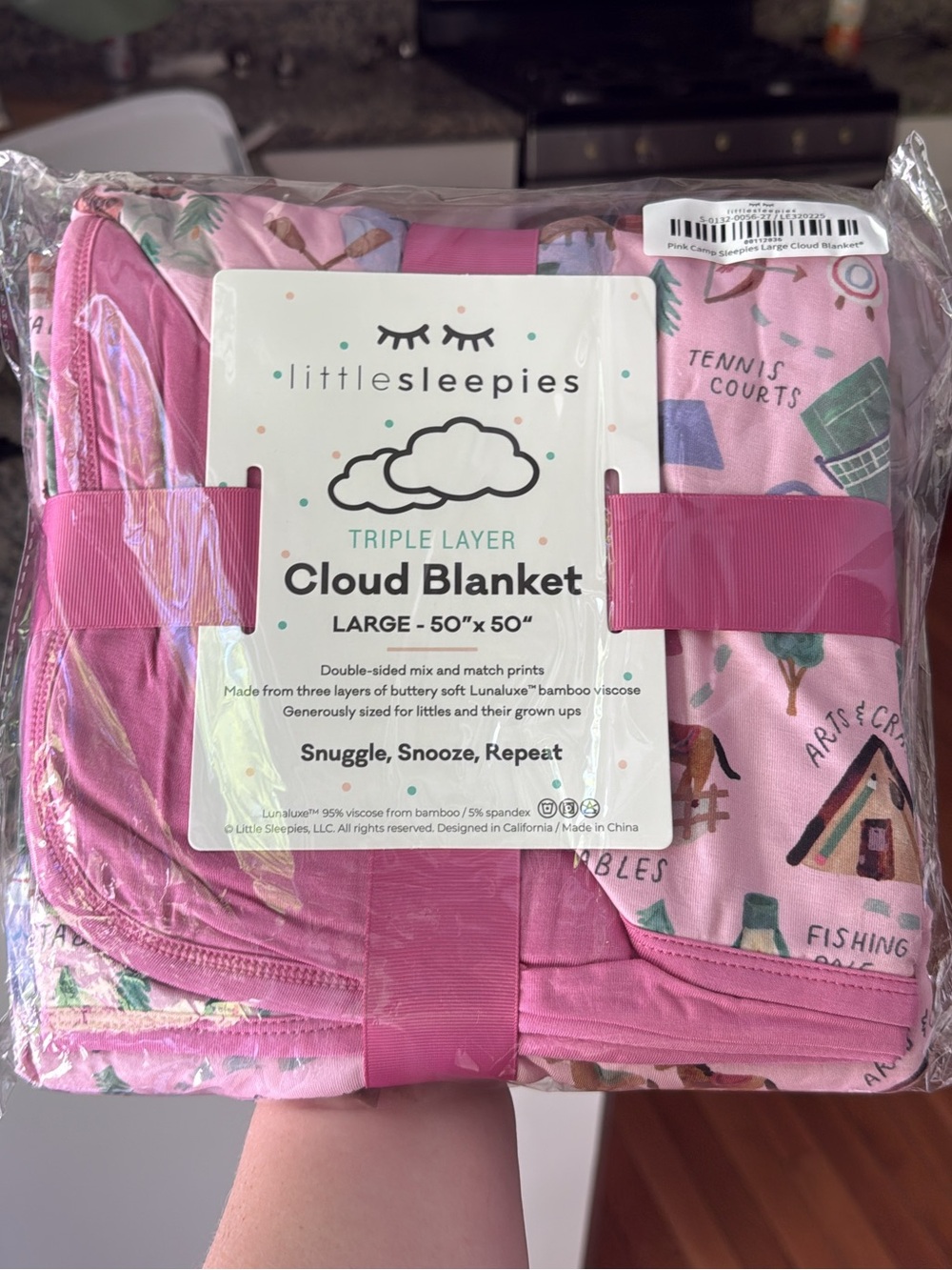 Little Sleepies Pink Camp Sleepies Cloud Blanket